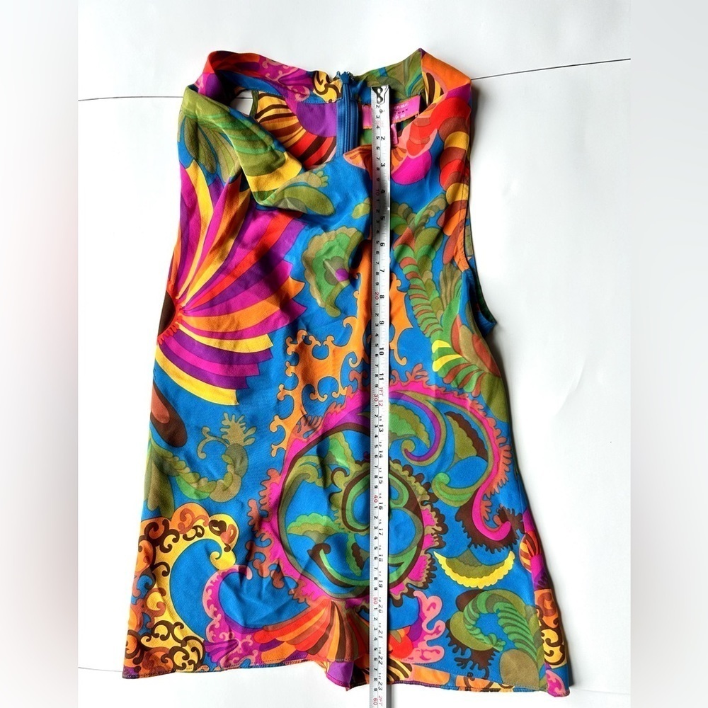 Trina Turk Collab Banana Republic Blouse Women 100% Silk Sleeveless Shirt - Picture 4 of 6